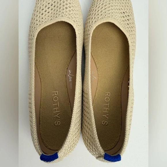 Rothy’s “The Max Square” Flat Size 8 In Conch Ivory Basketweave NWOT - Picture 7 of 9